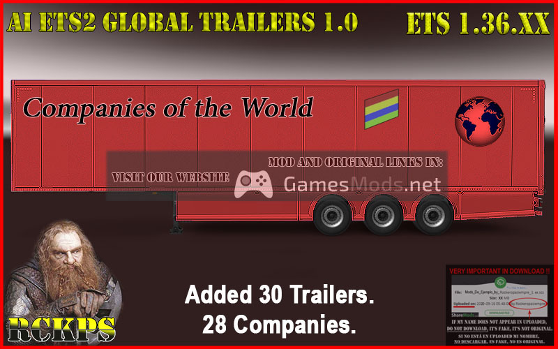 AI ETS2 Global Trailes Rckps 1.0 For 1.36.XX