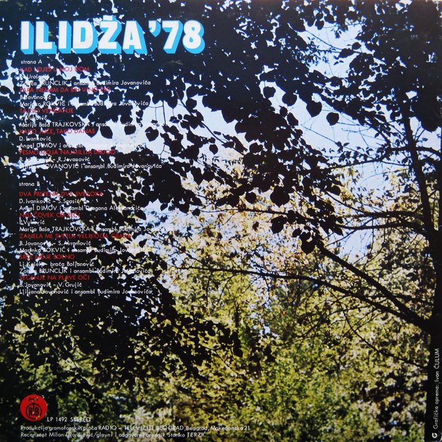 Ilidza '78 - Festival narodne muzike , RTB LP 1492, 13.09.1978 Omot-ZS