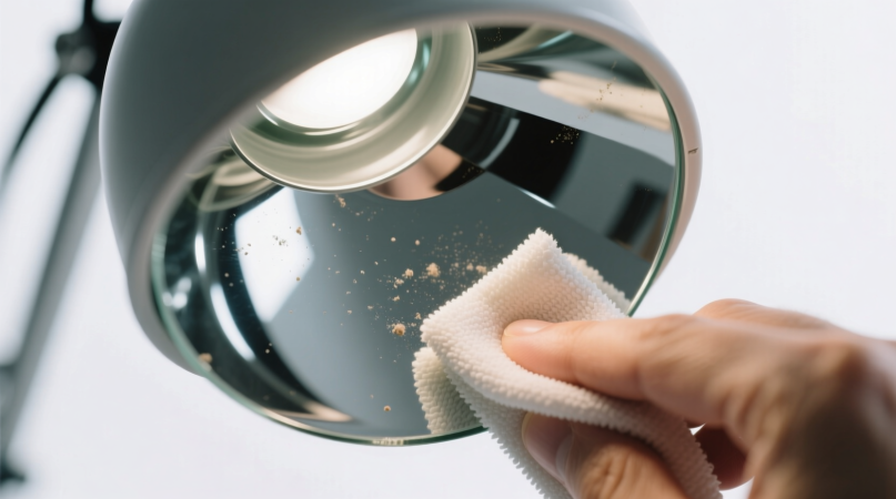 Чистка рефлекторов в лампе увеличения