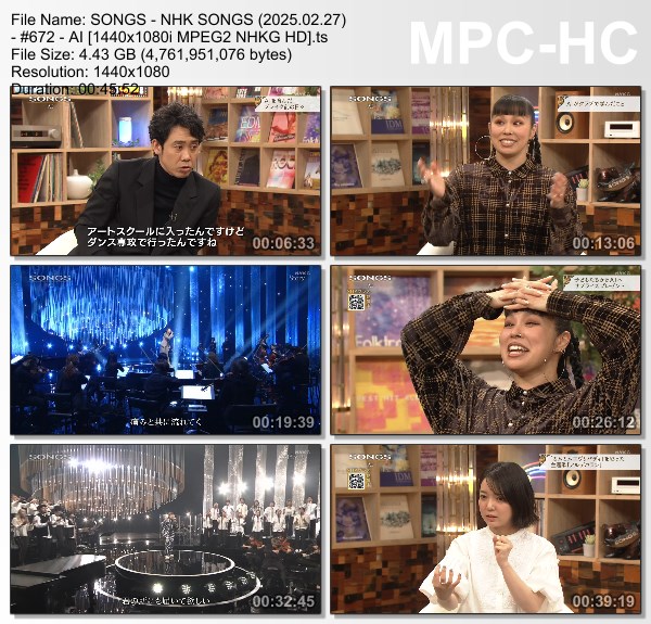 [TV-Variety] NHK SONGS (2025.02.27) – 第672回 – AI