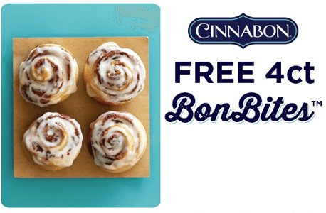 Get Free BonBites from Cinnabon with App Signup Get Free BonBites from Cinnabon with App Signup