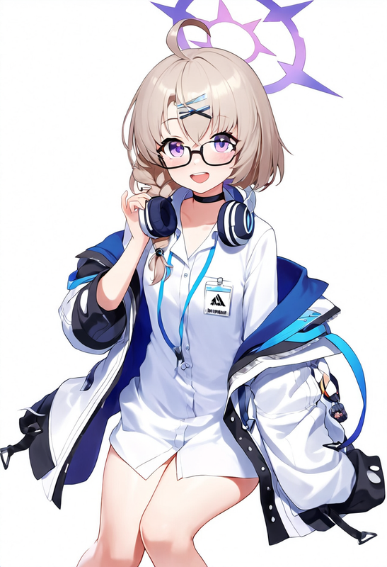 1 girl, {kotama (blue archive)}, light brown hair, purple eyes, single braid, ah s-106149925