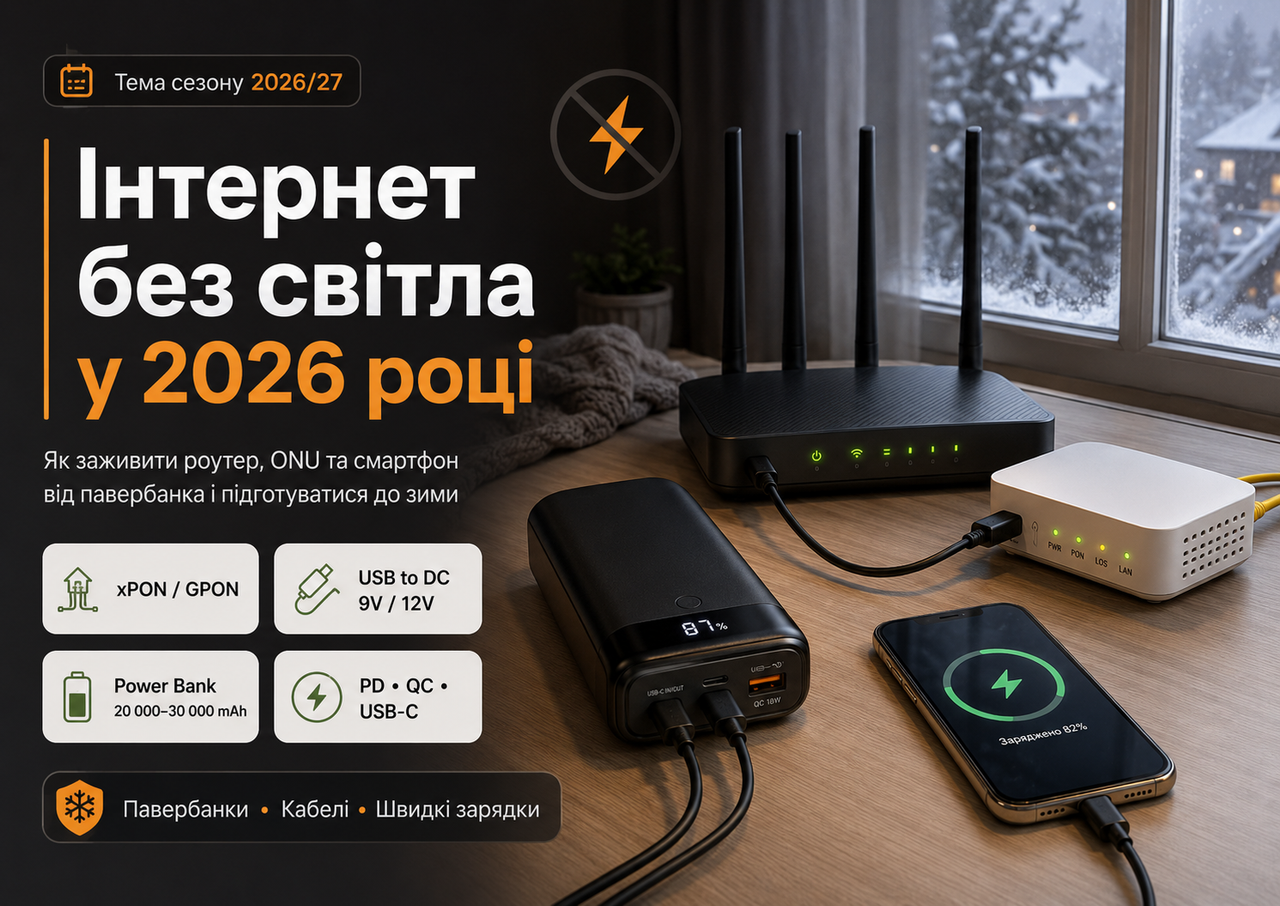 Інтернет без світла: роутер, ONU та павербанк