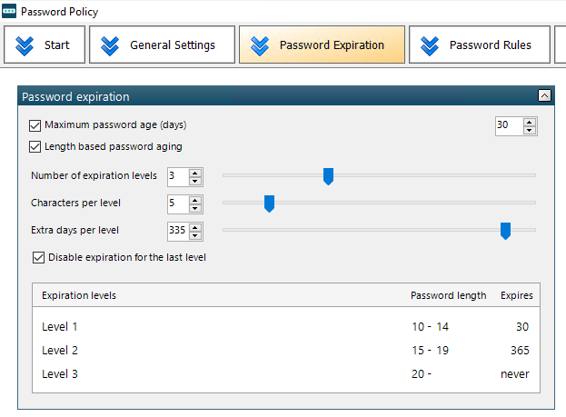 Einstellmöglichkeiten Specops Password Policy