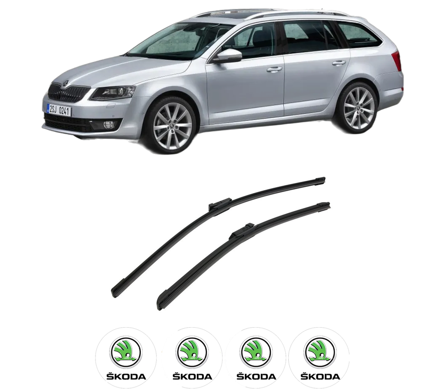 Set stergatoare auto SKODA OCTAVIA III Combi (5E5, 5E6) din 2012-2020, pentru parbriz auto, 2 bucati, Bosch Aerotwin, din cauciuc siliconat rezistent, 4 Stickere Auto SKODA