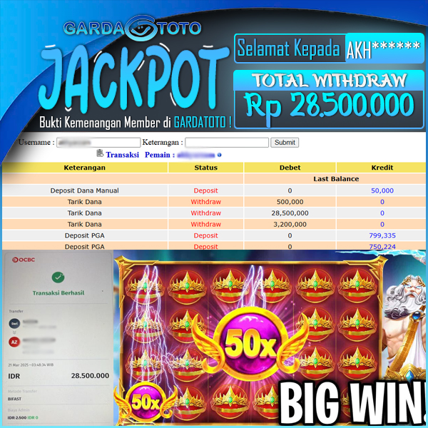 JACKPOT SLOT MAIN DI SLOT GATES OF OLYMPUS 1000 WD Rp 28.500.000,- DIBAYAR LUNAS GARDATOTO MANTAP !