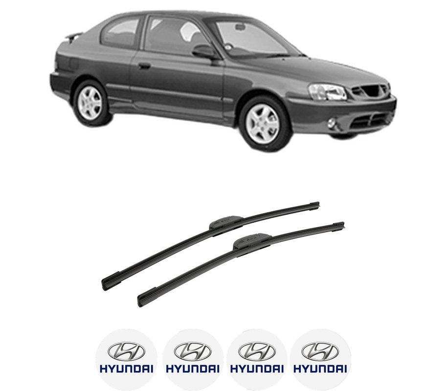 Set stergatoare auto HYUNDAI ACCENT II (LC) din 1999-2005, pentru parbriz auto, 2 bucati, Bosch Aerotwin Retrofit, din cauciuc siliconat rezistent, 4 Stickere Auto HYUNDAI