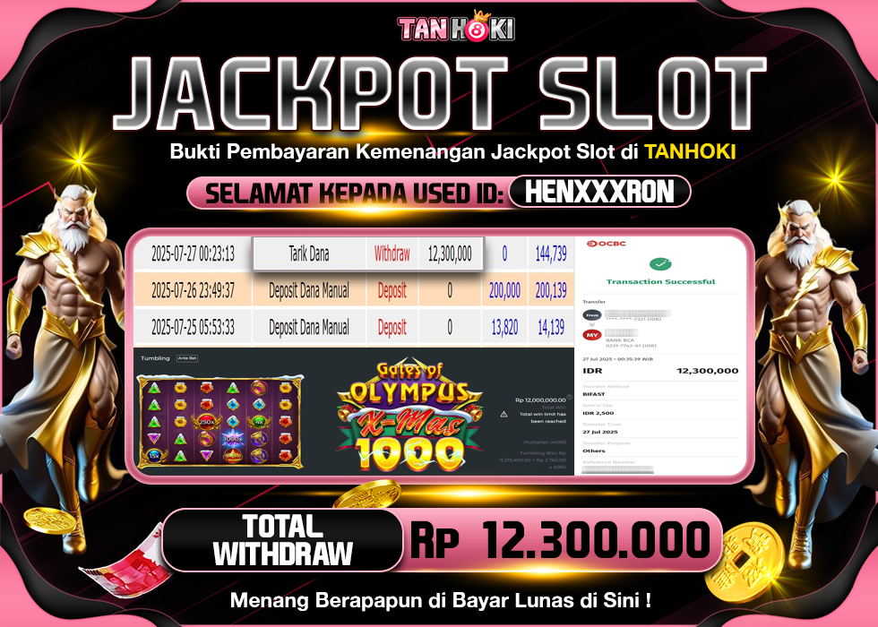 TANHOKI JACKPOT SLOT GATES OF OLYMPUS X-MAS 1000 Rp.12.300.000,- LUNAS