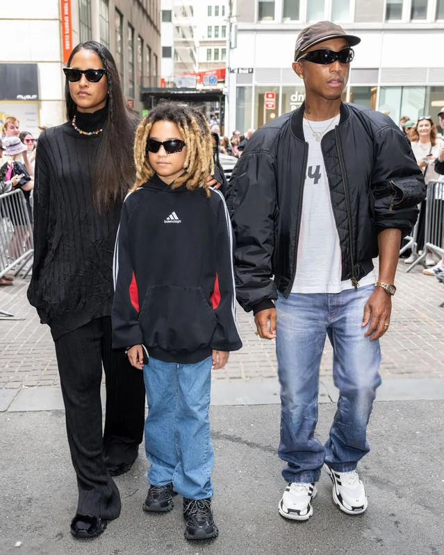 Pharrell & Family At The Balenciaga Spring 2023 Fashion Show In