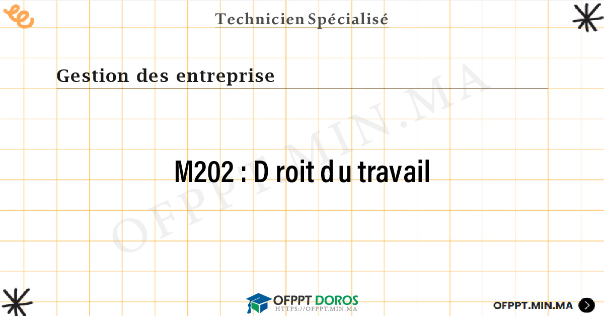 Sommaire détaillé du cours Droit du travail M202 OFPPT - Structure du module