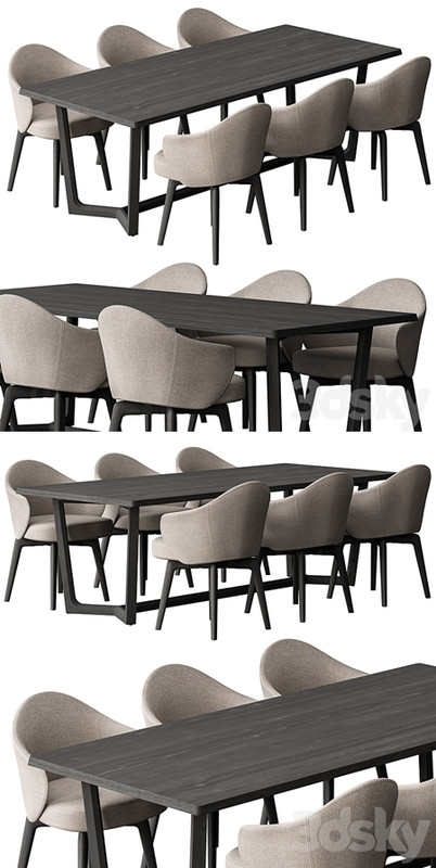 Dinning Table Black and Cream - Set 31