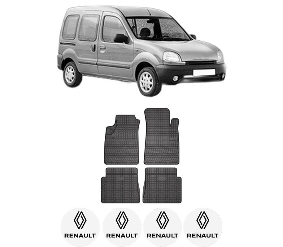 Set covorase presuri RENAULT KANGOO (KC0/1_) din 1997-2010, auto, din cauciuc thermoplastic, 4 Stickere auto cu RENAULT
