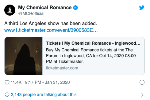 AltPress, “MY CHEMICAL ROMANCE SELL OUT ENTIRE NORTH AMERICAN TOUR IN UNDER 6 HOURS” [Traducción] [31.01.2020] Screenshot-2020-02-02-at-01-29-03