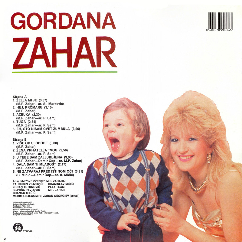 Gordana Zahar 1988. LP Zadnja