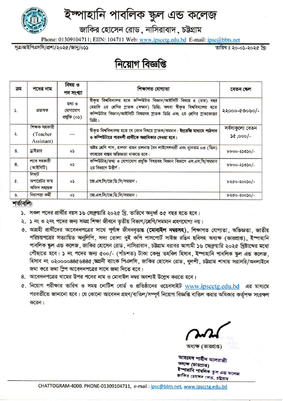 Ispahani-Public-School-and-College-Chattogram-Job-2025-PDF