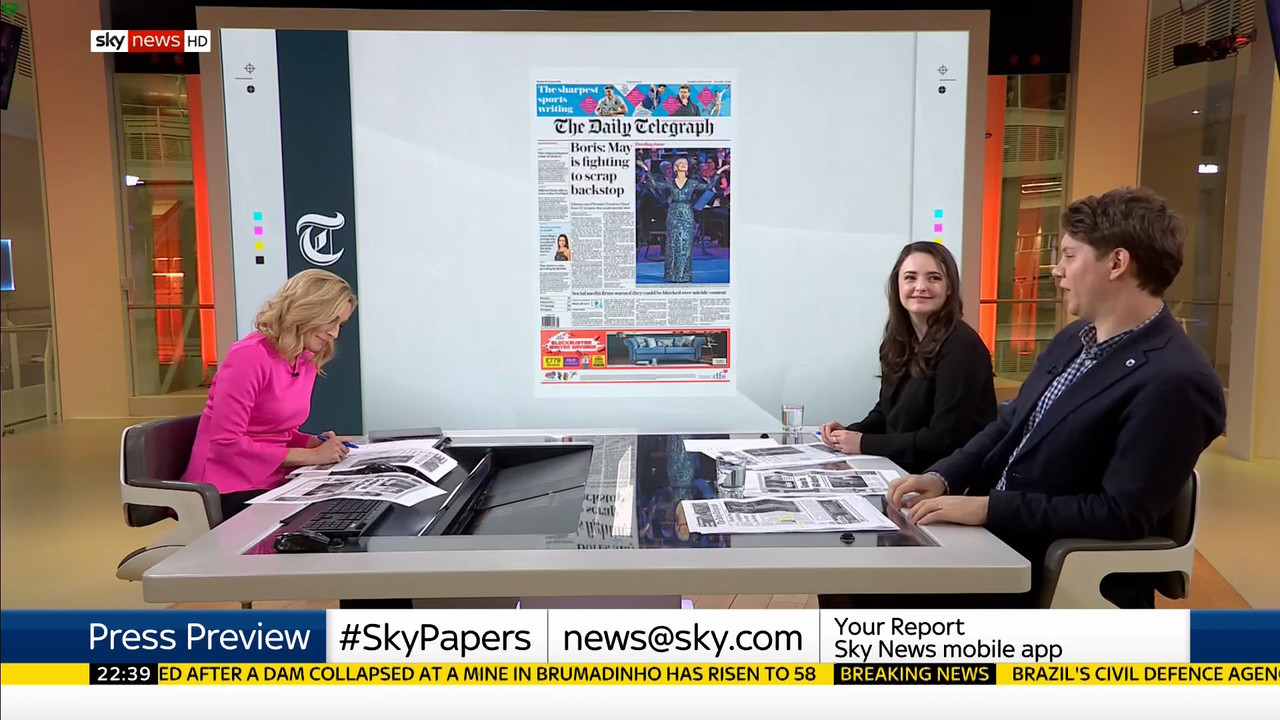 27 January - 22.00.00 - Sky News At 10. Anna Jones with the main