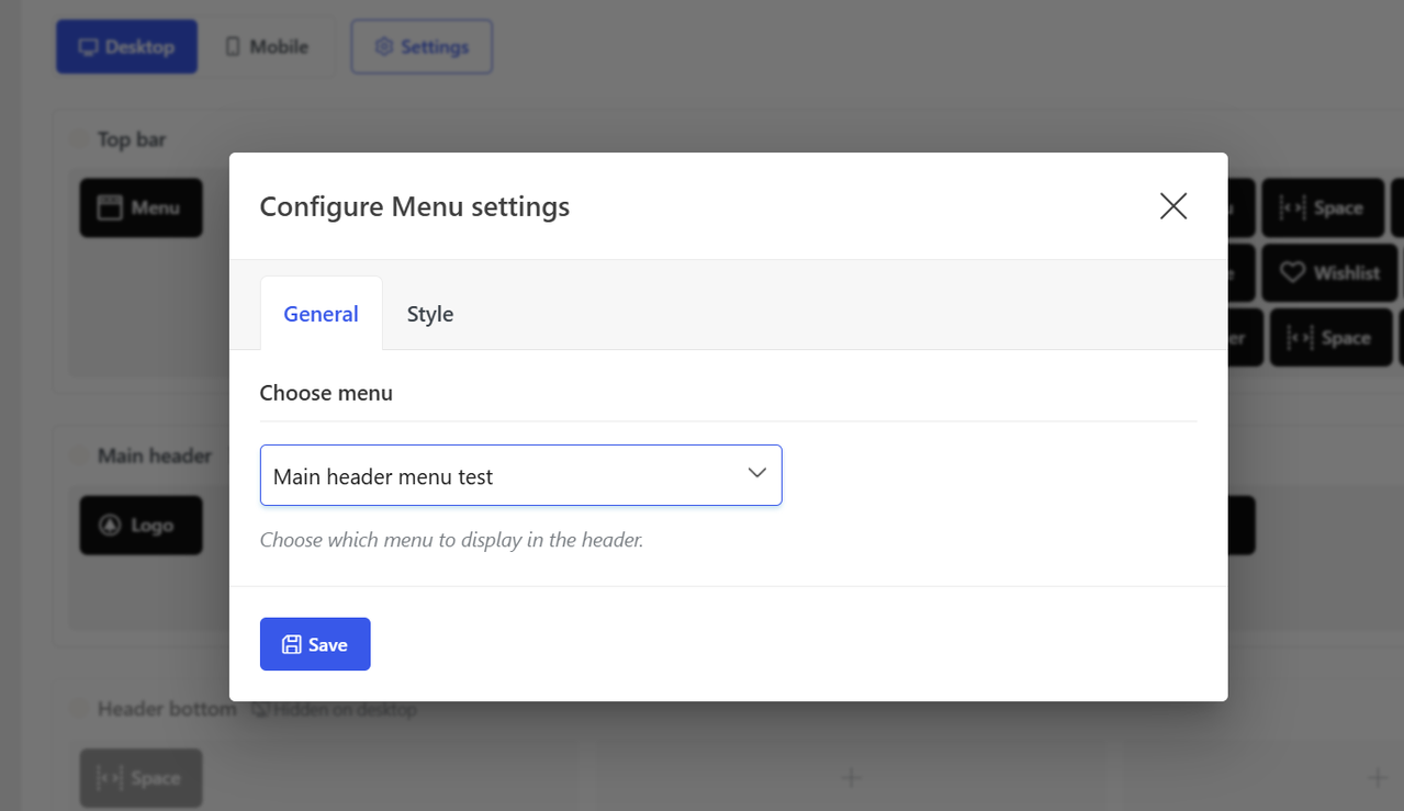 menu header