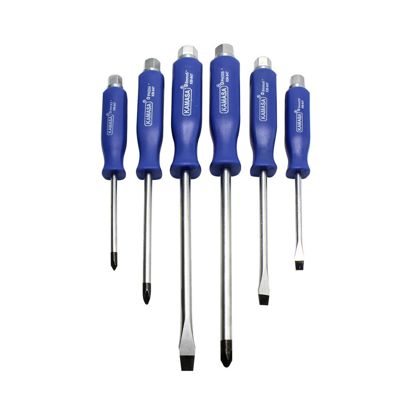 JUG. DESARMADOR GOLPE M/AZUL X6PCS KAMASA