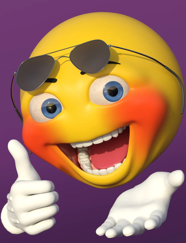 Smile emoji face with sunglasses free 3D model animated