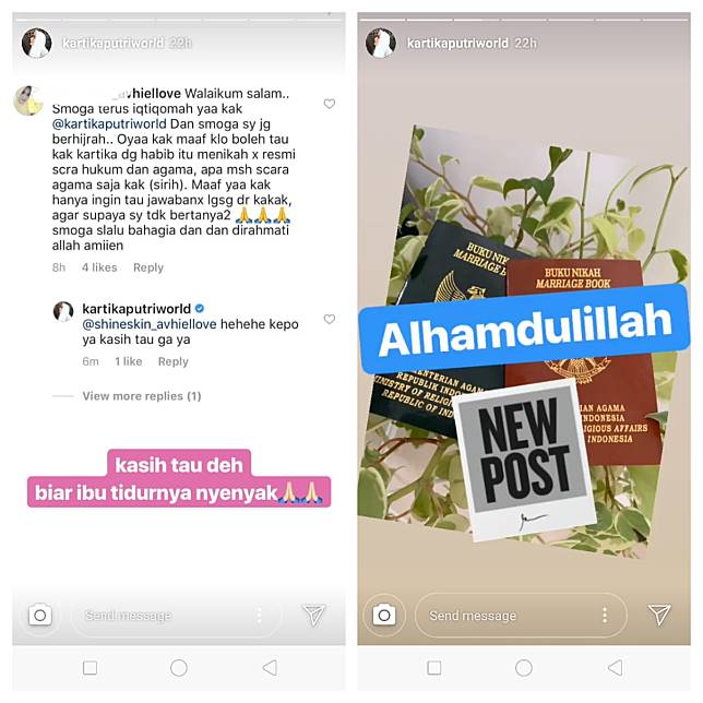 Instastory Kartika Putri