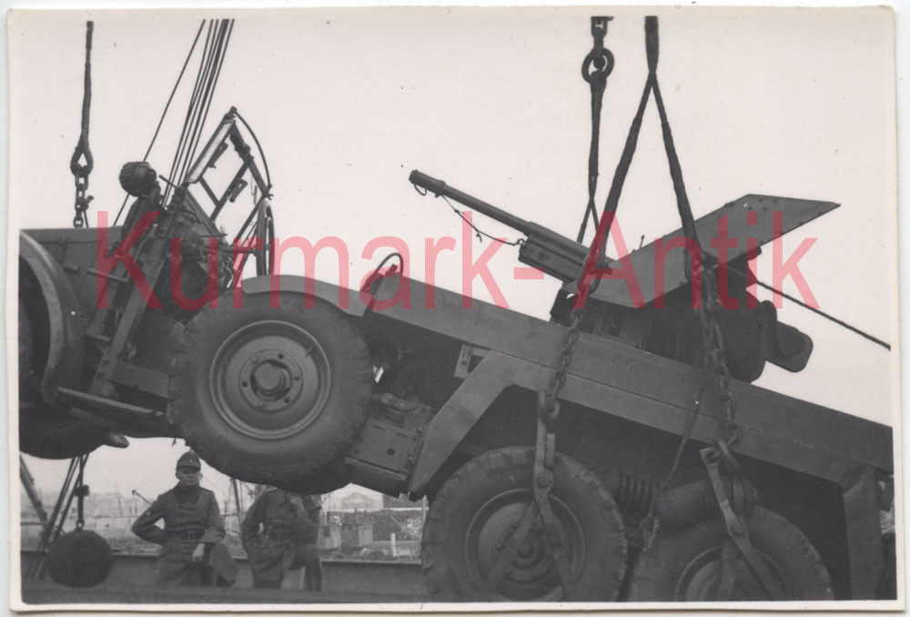 Foto Wehrmacht Panzer Jäger PAK 3,7cm auf Krupp LKW Schiff Verla