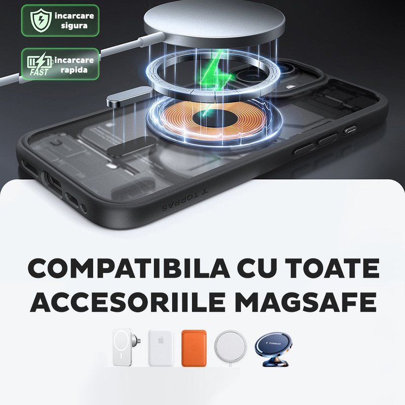 Husa pentru iPhone 17 Air Torras Guardian Magnetic Series, Incarcare wireless, Calitate premium, Transparent imgi 380 2479663