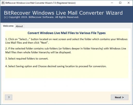 BitRecover Windows Live Mail Converter Wizard 7.5.0.0