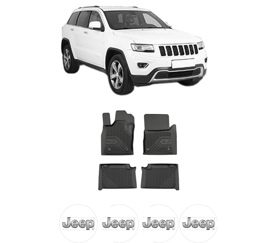Set covorase presuri JEEP GRAND CHEROKEE VAN (WK2) din 2013-2017, auto, din cauciuc thermoplastic, 4 Stickere auto cu JEEP