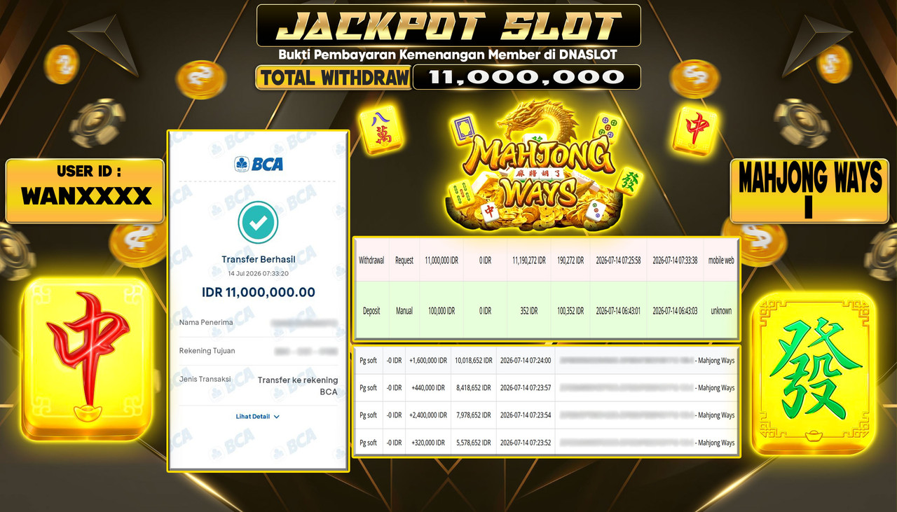 JACKPOT SLOT MAHJONG WAYS 1  14 JULY 2026