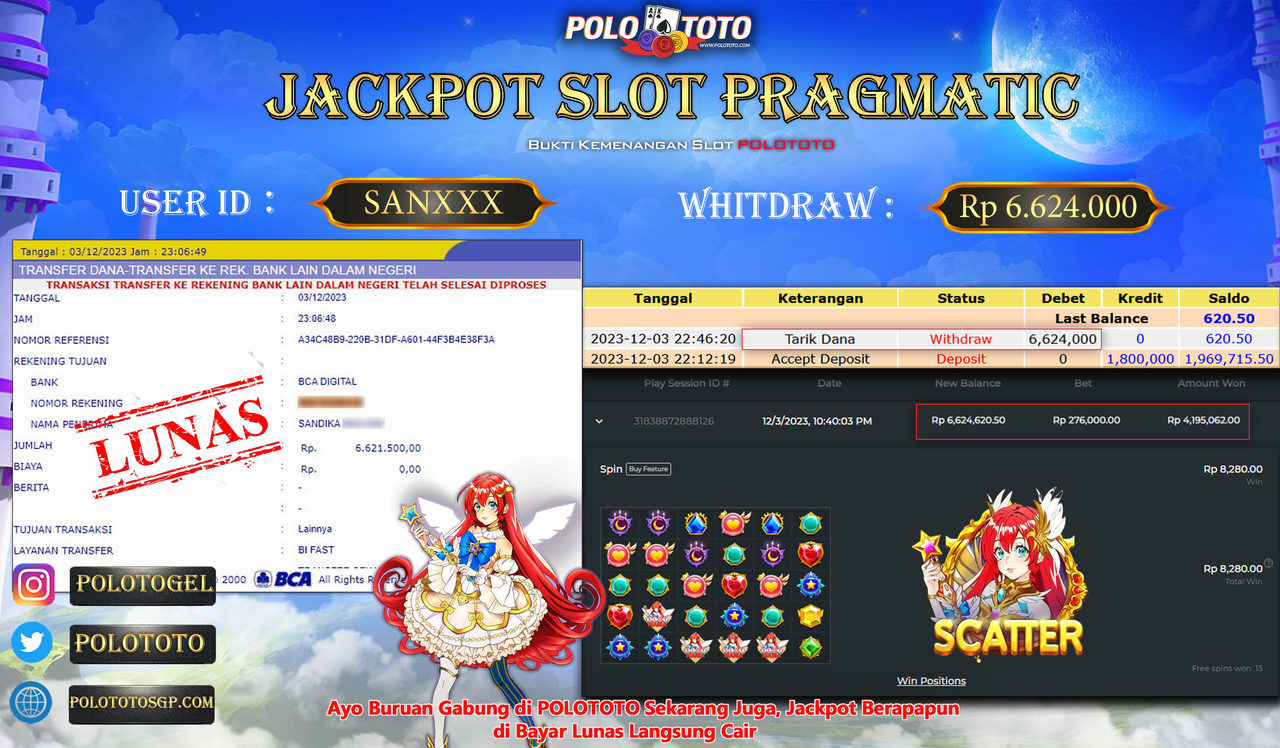 BUKTI PEMBAYARAN JACKPOT DIPOLOTOTO DIBAYAR LUNAS!!!