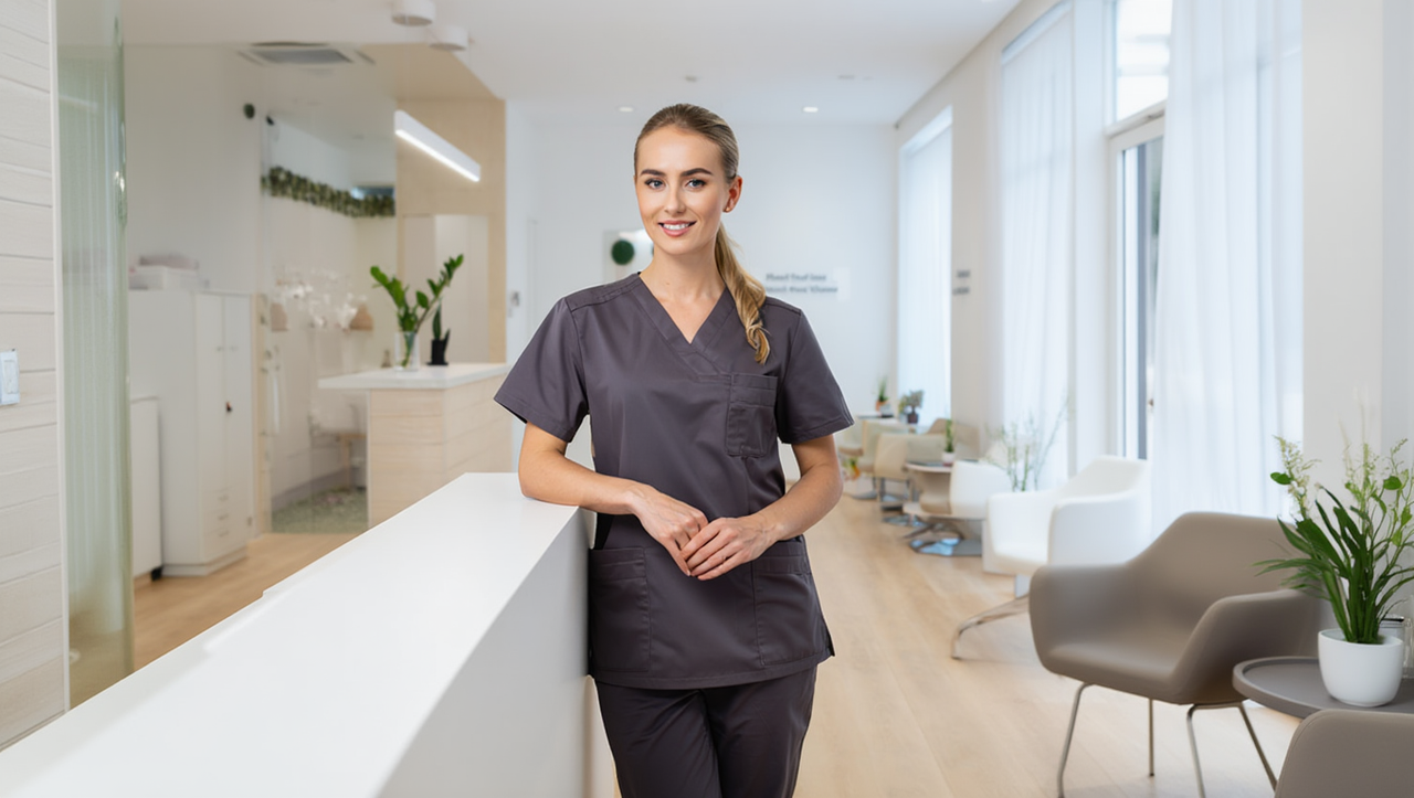 Женский медицинский костюм для работы в клинике — стрейч ткань и эргономичный крой