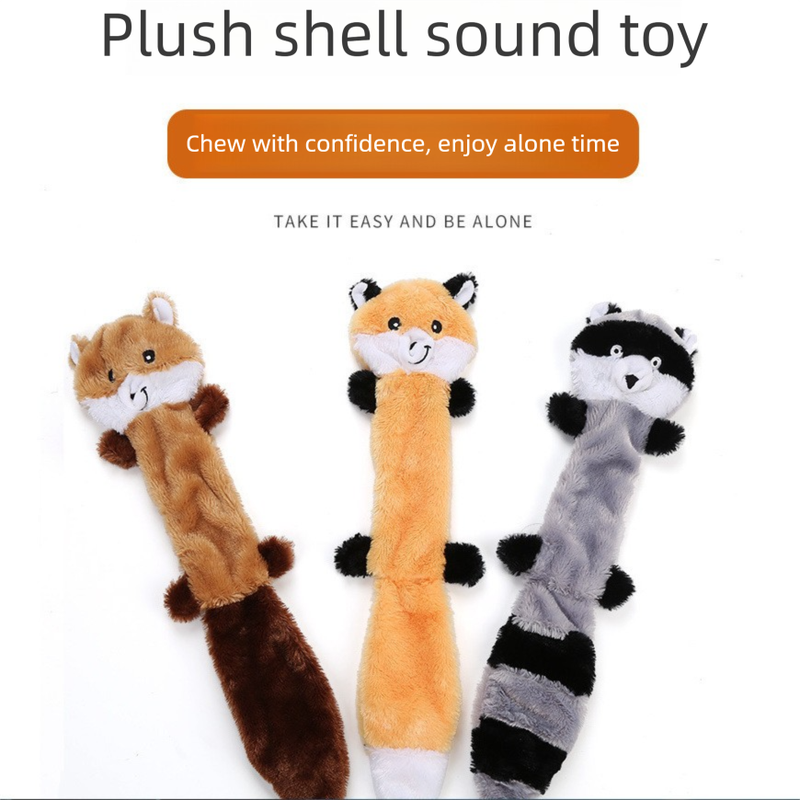 2-Pack Grey raccoon Identical Plush Pet Toys with Squeaker – Durable Fur-Textured Chew Toys for Dogs, Ideal for Teething, Play & Stress Relief