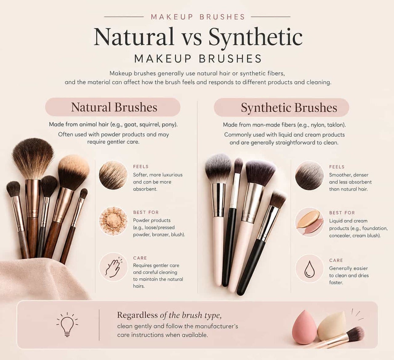 natural vs synthetic makeup brushes and how to clean them 