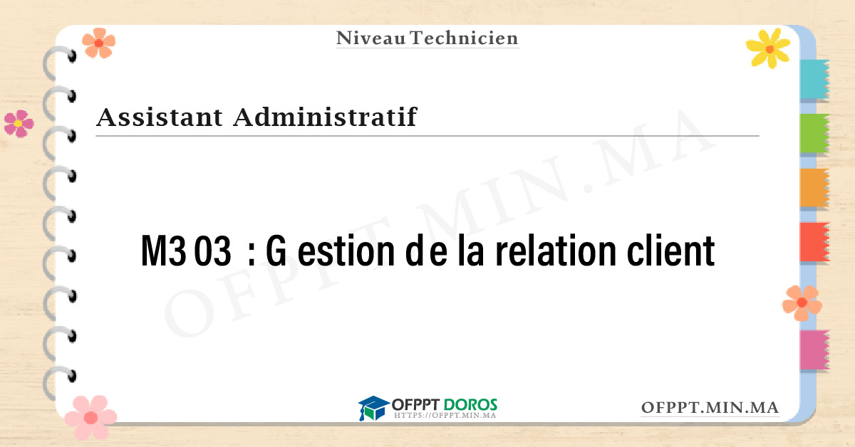 Sommaire détaillé du cours Gestion de la relation client M303 OFPPT - Structure du module