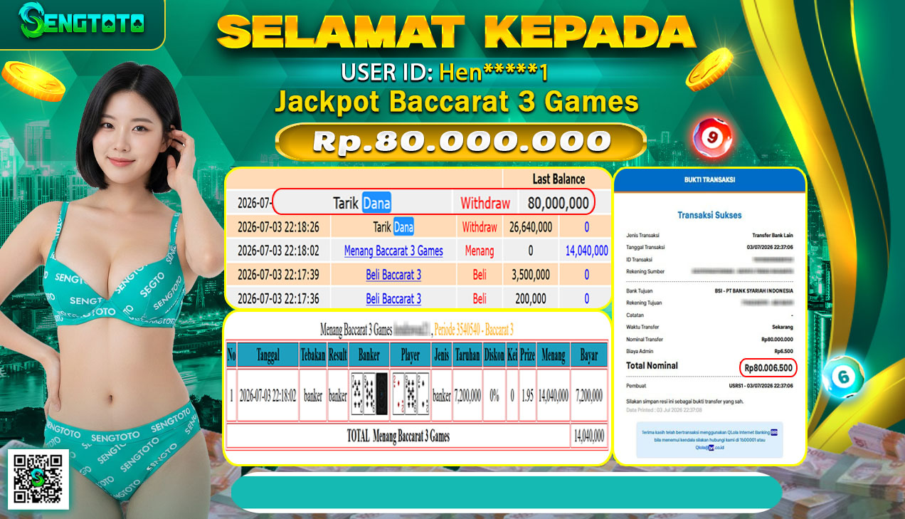 BUKTI PEMBAYARAN LIVEGAME BACCARAT 3 GAMES