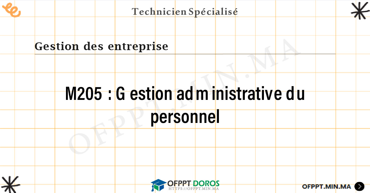 Sommaire détaillé du cours Gestion administrative du personnel M205 OFPPT - Structure du module