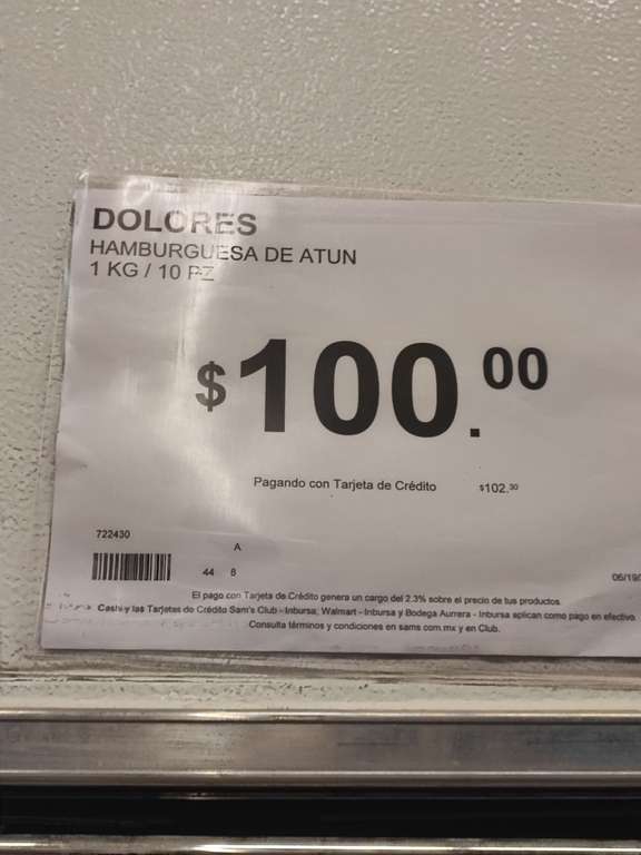 Sam's Club: Carne para hamburguesa de Atún de Aleta Amarilla 1 Kg | Farallón, Acapulco 
