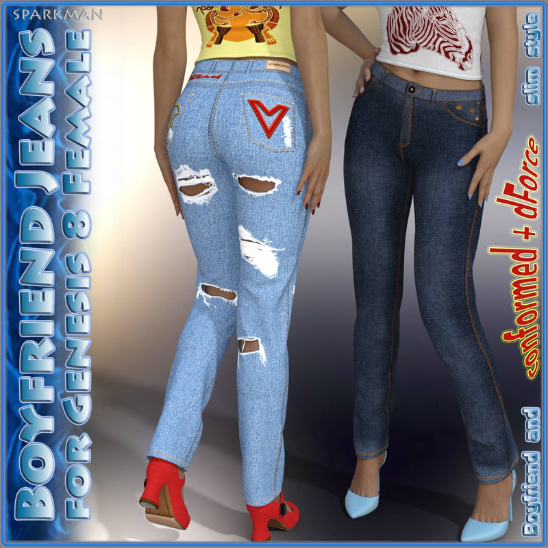 dForce Boyfriend Jeans for Genesis 8 Female