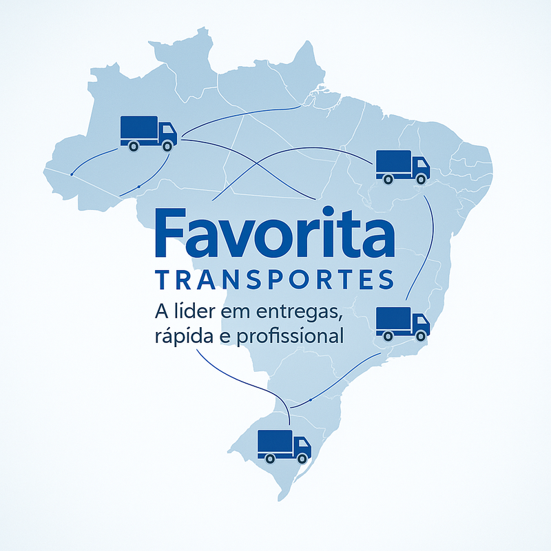 Mapa do Brasil destacando a área de atuação da Favorita Transportes