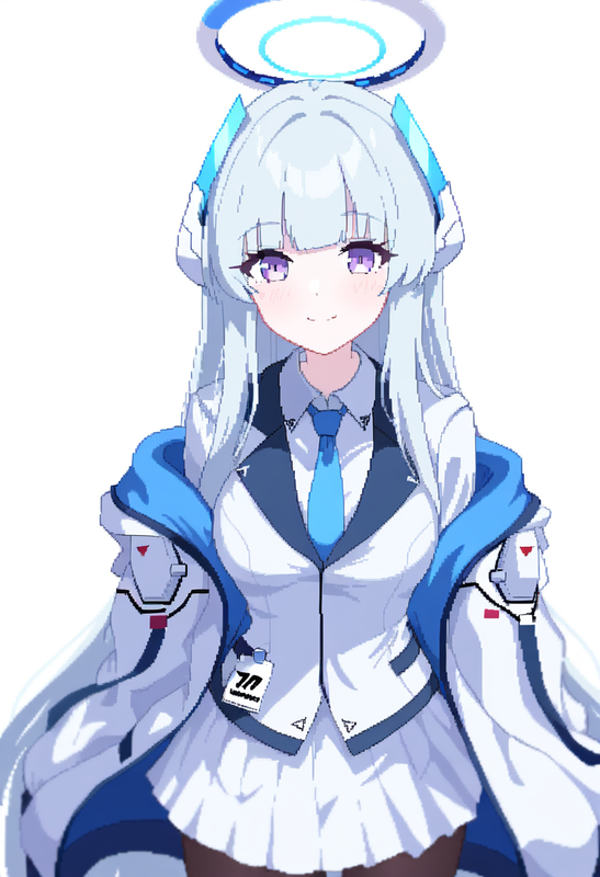 1girl, noa (blue archive), {{{{pixel art}}}}, flat colors, best quality, amazing s-3736428914