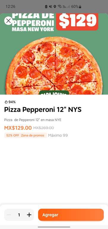 Didi Food: Pizza Papa John's con hasta 52% de descuento 
