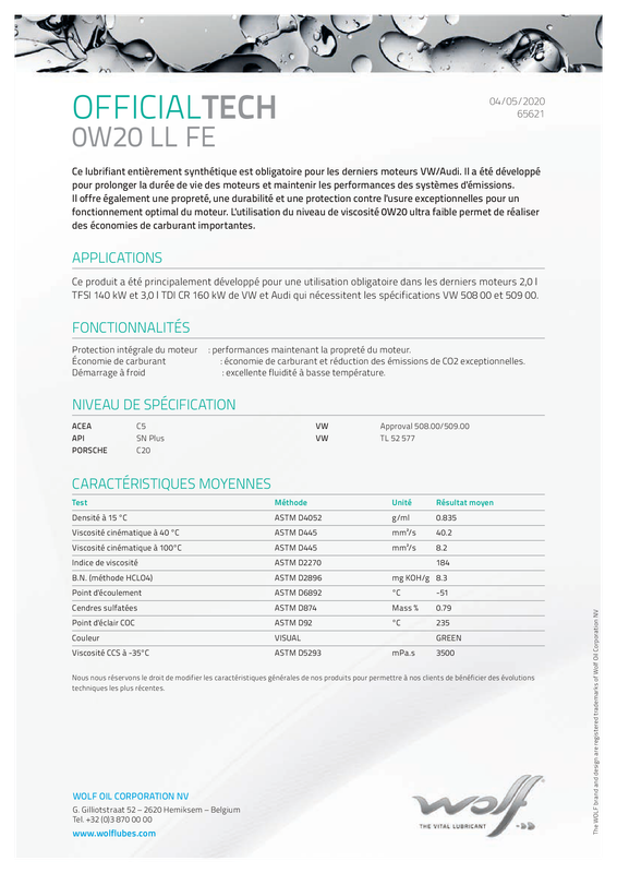 WOLF OFFICIAL TECH 0W20 LL FE