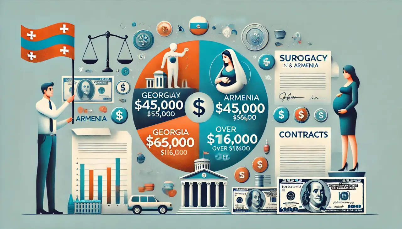 Chart comparing surrogacy costs in Georgia/Armenia vs. the US, emphasizing the financial aspects of surrogacy.