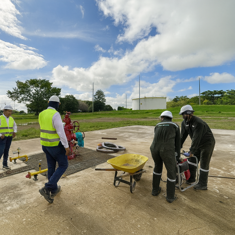 Ingenieros operando maquinaria