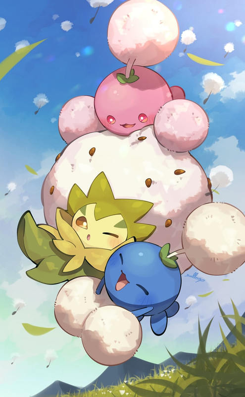 jumpluff-and-eldegoss-pokemon-drawn-by-n