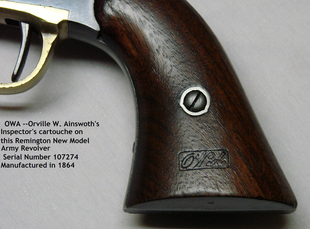 Ainsworth's inspector's cartouche on this Remington New Model Army revolver