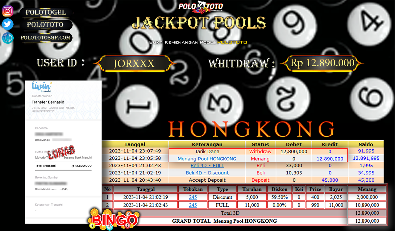 BUKTI PEMBAYARAN JACKPOT DIPOLOTOTO DIBAYAR LUNAS!!!