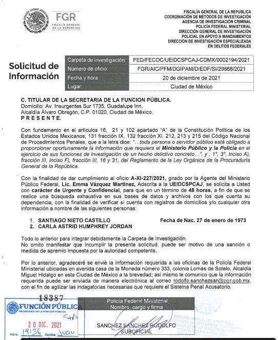 Santiago Nieto y Carla Humphrey ahora serán investigados por la FGR