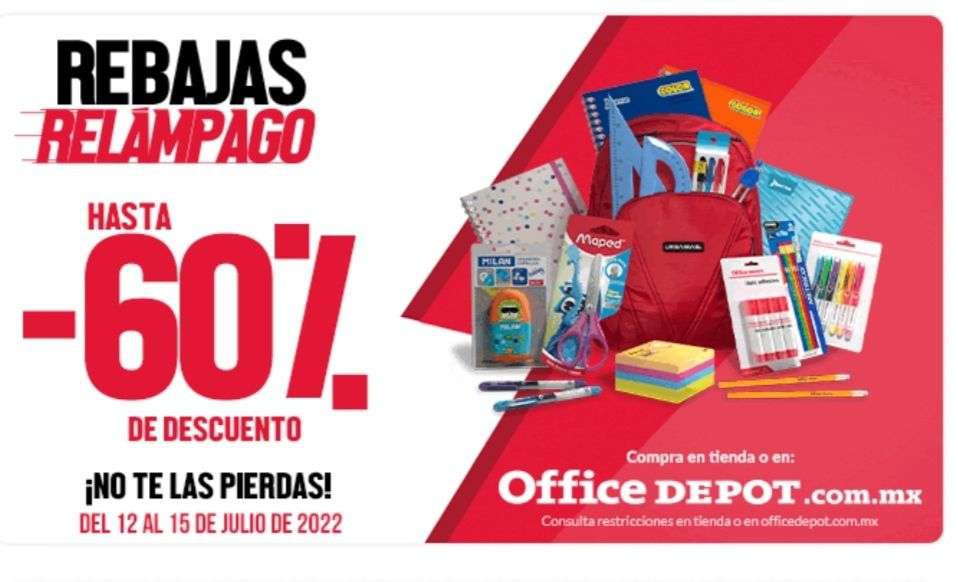 Office Depot: Rebajas relámpago hasta 60% de descuento 
