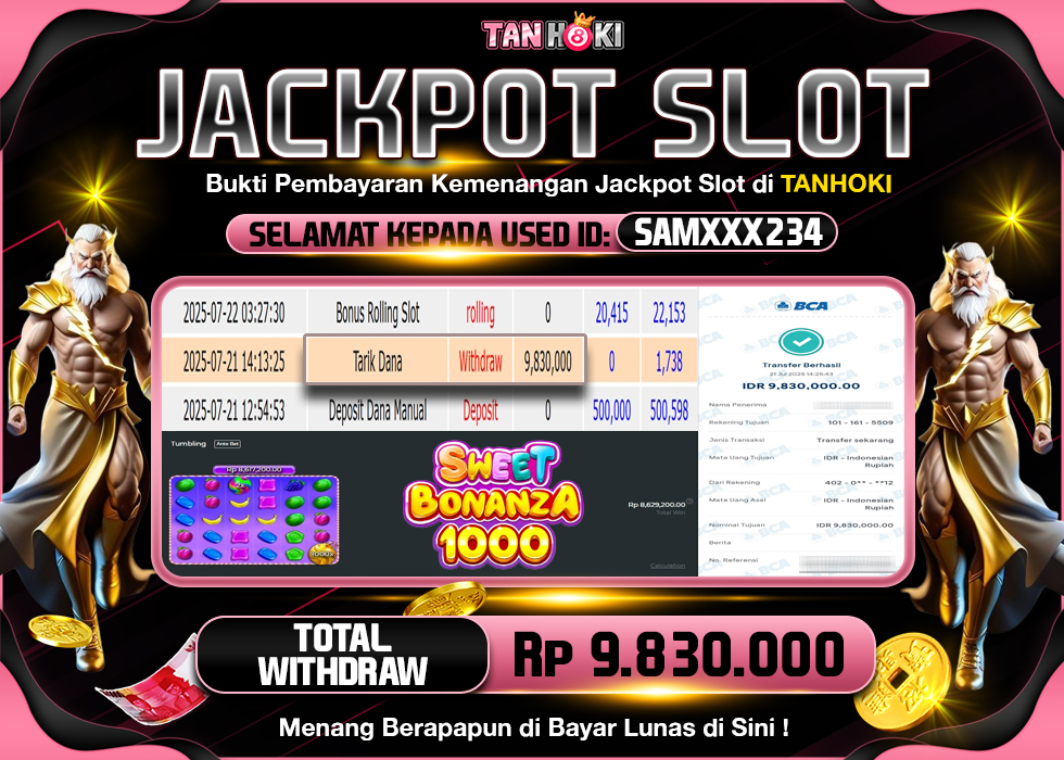 TANHOKI JACKPOT SLOT SWEET BONANZA 1000 Rp.9.830.000,- LUNAS